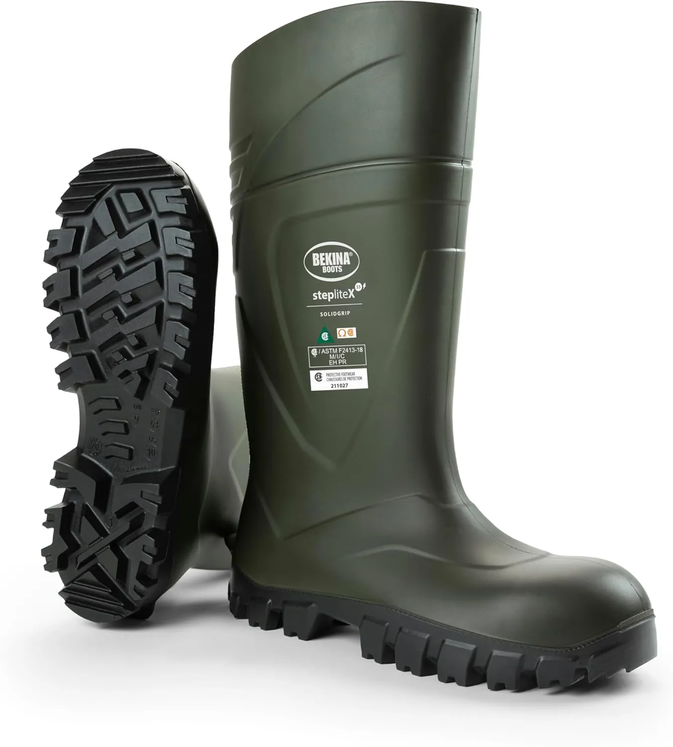 Bekina StepliteX SolidGrip S5 Safety Toe Wellington Boots for Men and Women - Lightweight Waterproof Non Slip Composite Toe Work Boots for Men and Women