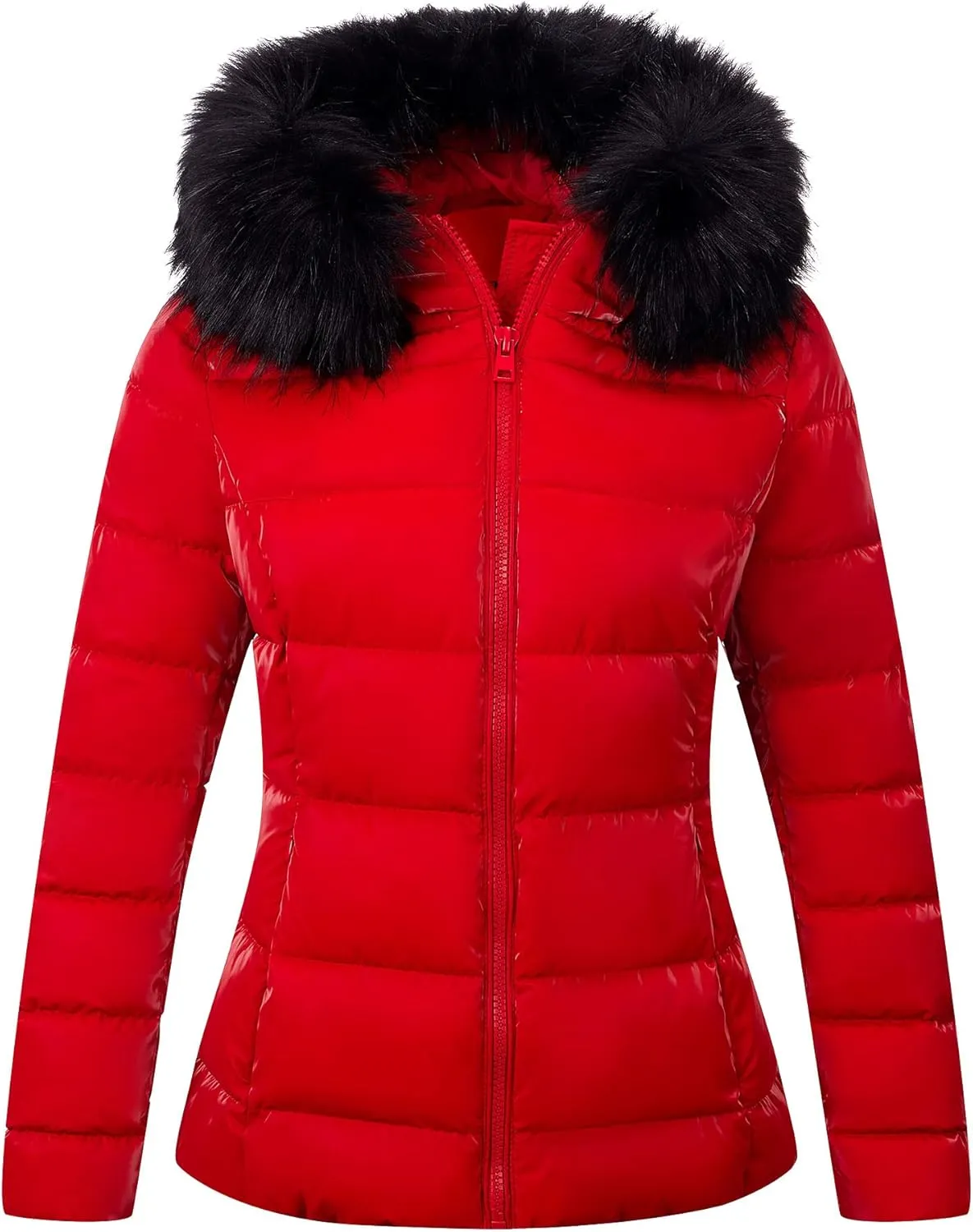Bellivera Womens Lightweight Puffer Jacket, Winter Coats for Women Warm Quilted Bubble Padded Hood Coat with Faux Fur Collar