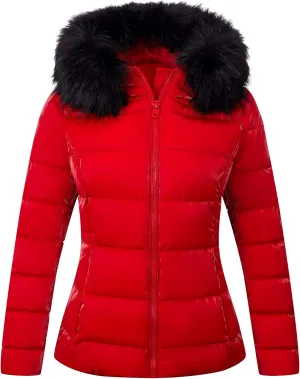 Bellivera Womens Lightweight Puffer Jacket, Winter Coats for Women Warm Quilted Bubble Padded Hood Coat with Faux Fur Collar