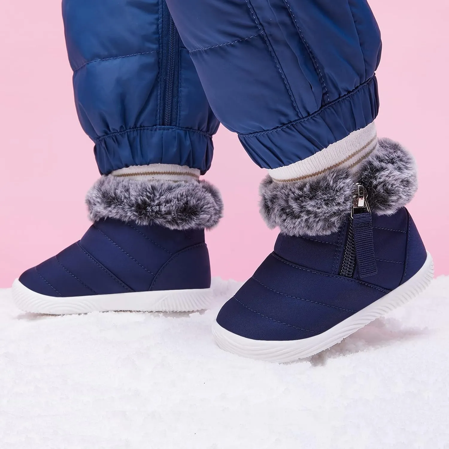 BMCiTYBM Baby Boy Girl Snow Boots Waterproof Winter Warm Booties Nonslip Lightweight Outdoor Shoes for First Walkers 6 9 12 18 24 Months(Infant/Toddler)
