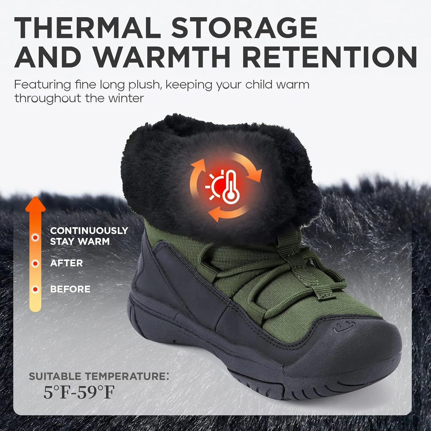Boys Girls Snow Boots Waterproof Outdoor Sport Warm Cozy Anti-Slip Lightweight Winter Shoes for Toddler/Little/Big Kid