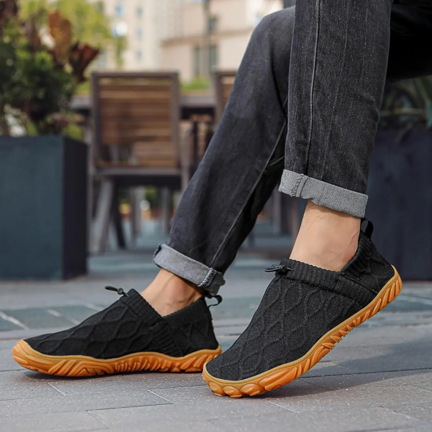 Breathable Dress Sneaker Men's Fashion Casual Shoes A Slip On Lightweight Outdoor Non Slip Thin Sole Flying Woven Lazy