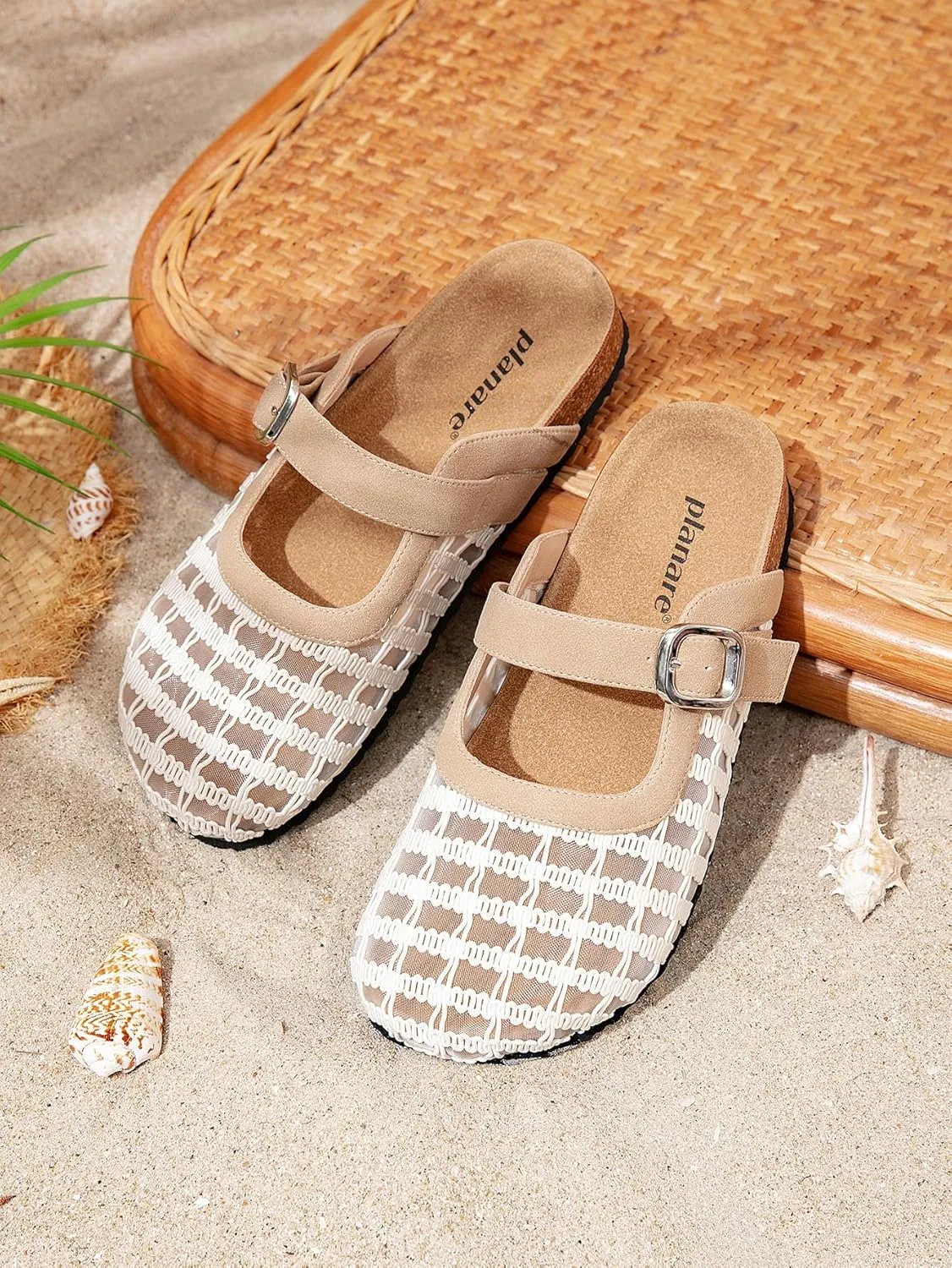 Breathable Woven Flat Sandals for Women – Adjustable Hook-and-Loop Straps with Metal Buckle, Lightweight Mesh Summer Shoes for Beach Walks, Vacations & Casual Outfits