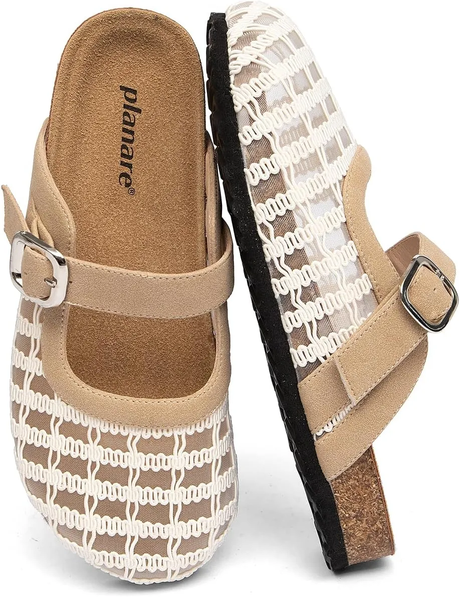 Breathable Woven Flat Sandals for Women – Adjustable Hook-and-Loop Straps with Metal Buckle, Lightweight Mesh Summer Shoes for Beach Walks, Vacations & Casual Outfits