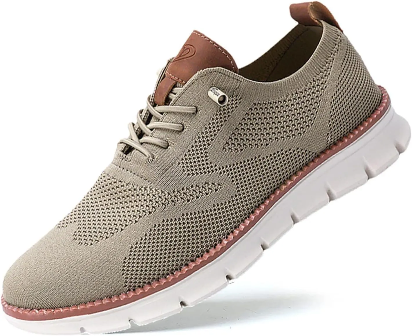 Breeze Men's Urban Ultra Comfortable Mesh Dress Sneakers - Business Casual Walking Shoes (Khaki, 12)