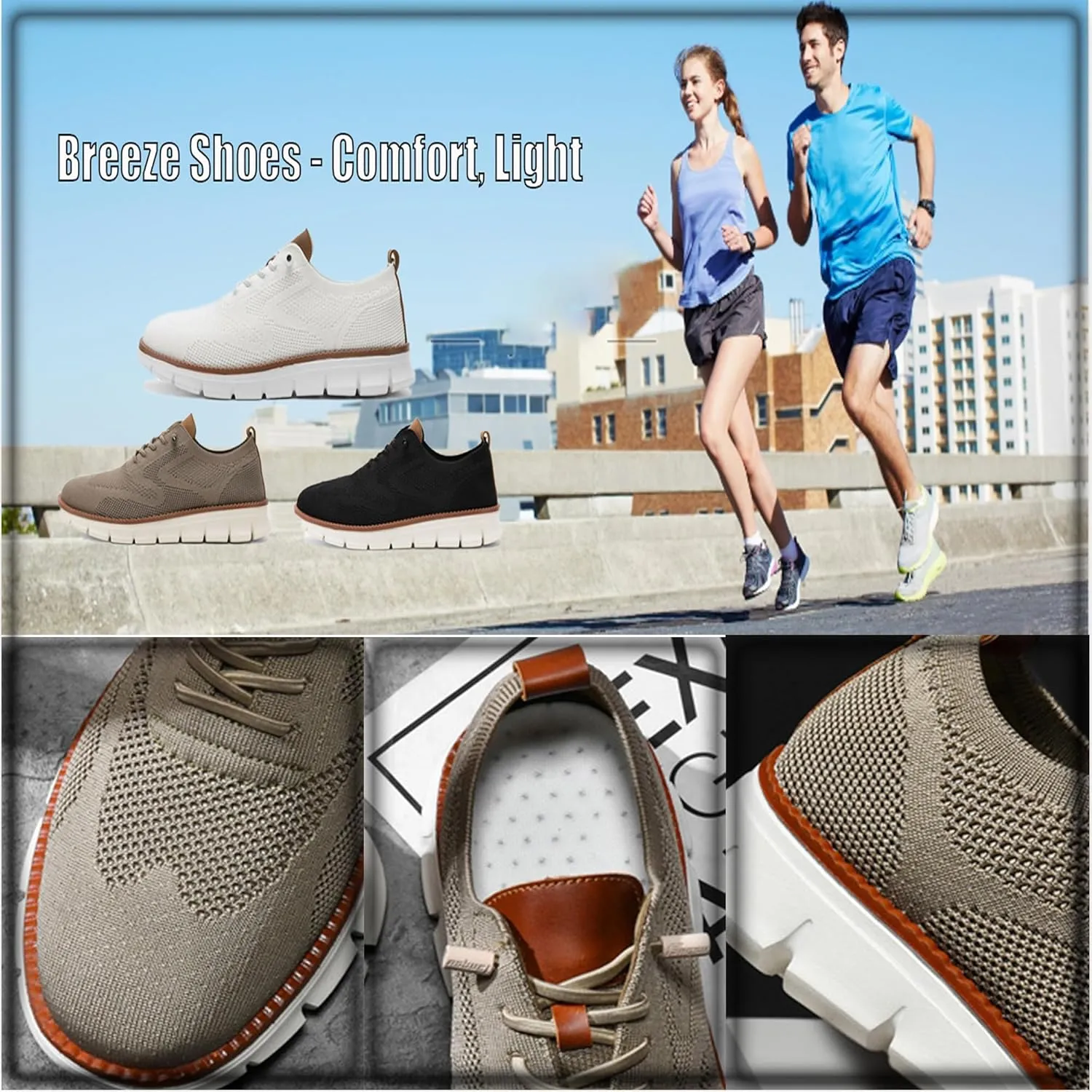 Breeze Shoes for Men Urban Shoes Lightweight Breathable