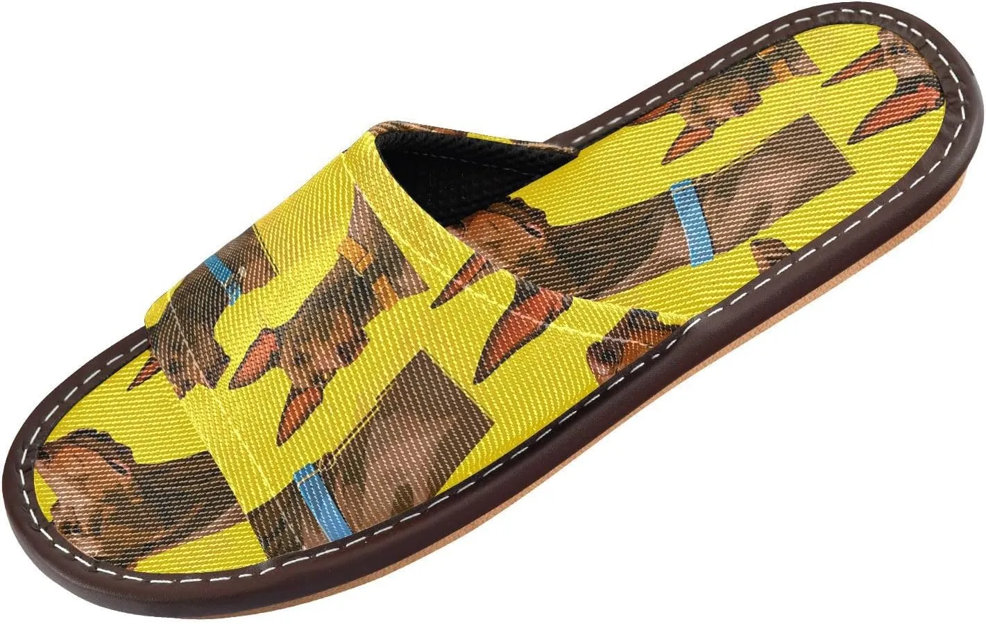 Brown Dogs Yellow Men Women's Bathroom Slippers Portable Beach Sandals for Outdoor Bedroom Indoor