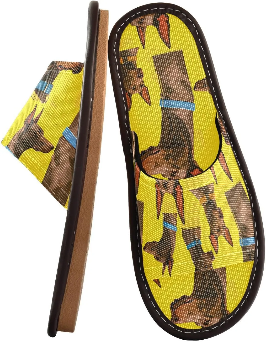 Brown Dogs Yellow Men Women's Bathroom Slippers Portable Beach Sandals for Outdoor Bedroom Indoor