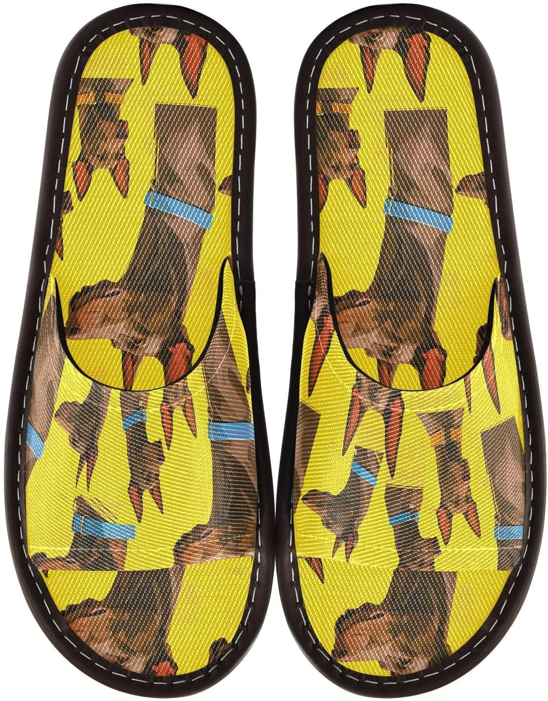 Brown Dogs Yellow Men Women's Bathroom Slippers Portable Beach Sandals for Outdoor Bedroom Indoor