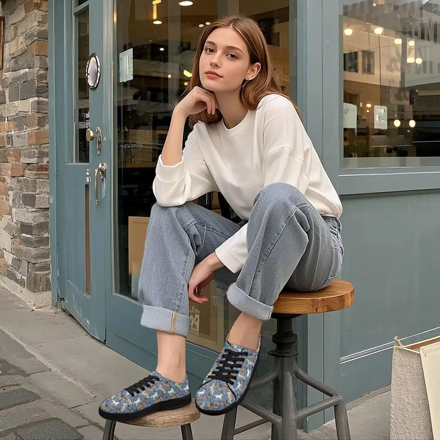 Canvas Sneakers for Women Low Top Lace Up Shoes Comfortable Canvas Tennis Shoes with Anti Skid EVA Sole Dressy Flats