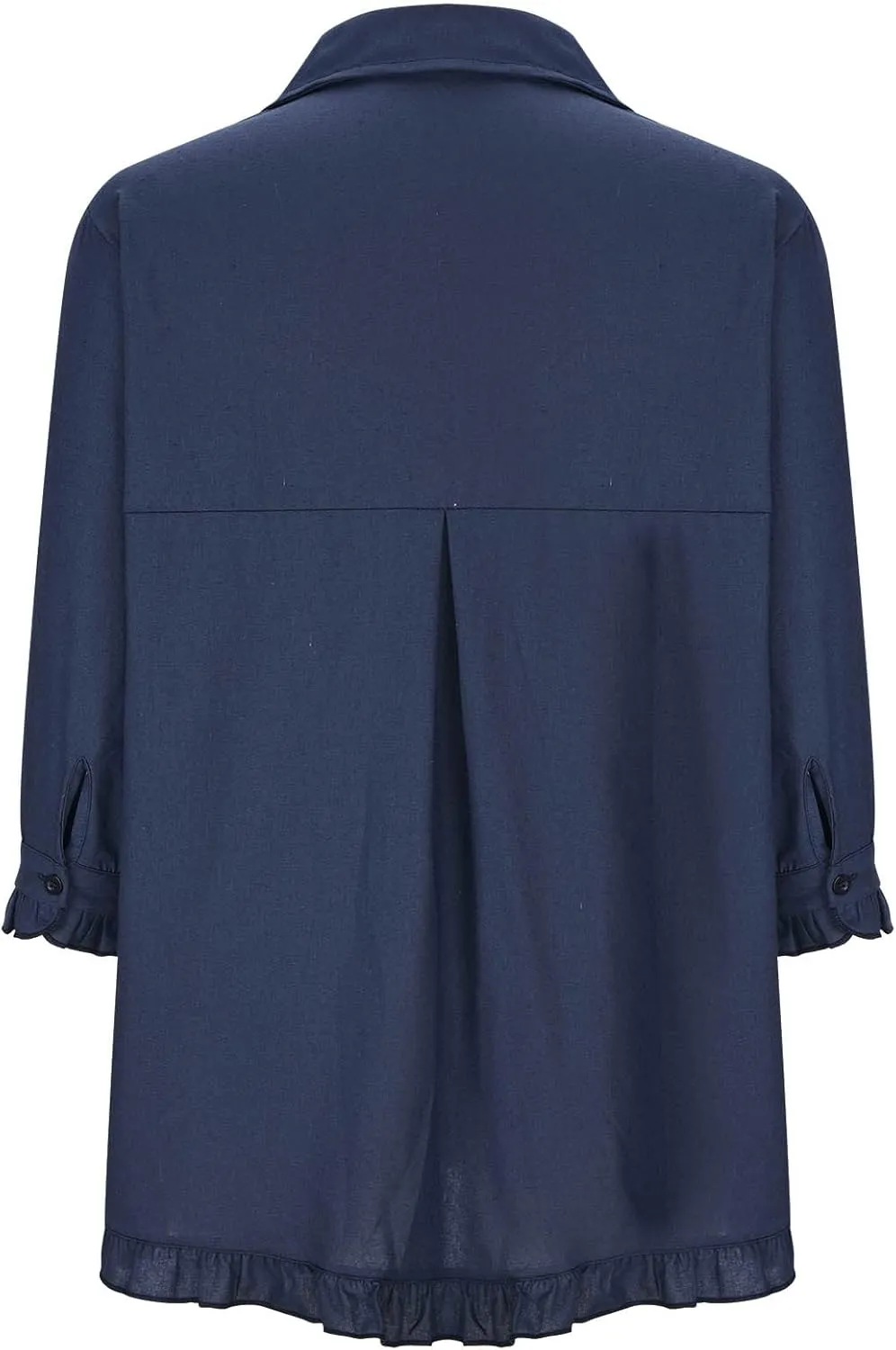 Ceboyel Women Button Down Linen Shirts Solid Summer Casual Blouses Ruffle Hem Flowy Tops Trendy Ladies Going Out Clothes 2023