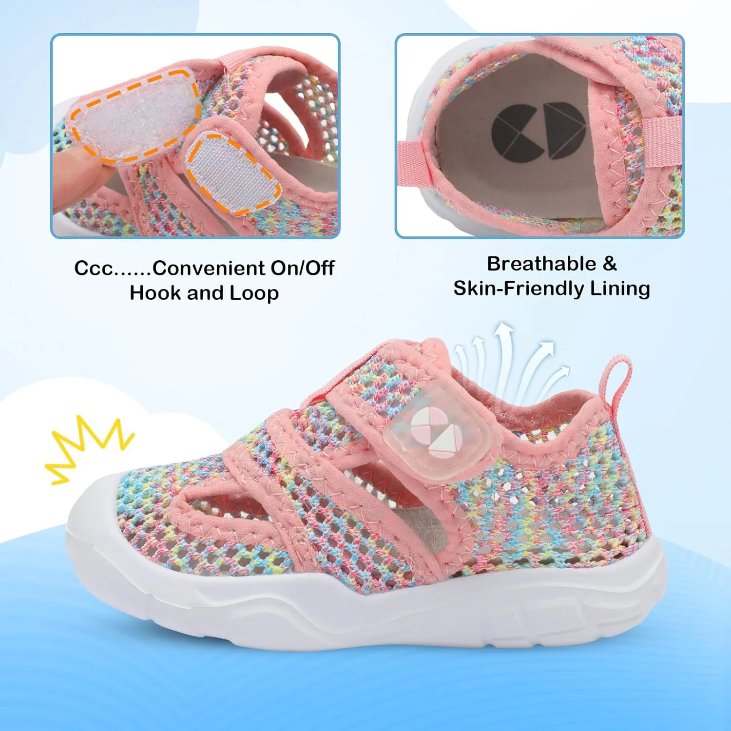 Centipede Demon Toddler Sandals for Boys Girls Qucik Dry Kids Water Sandals Outdoor Breathable Aqua Shoes Lightweight Summer Barefoot Shoes for Swim Pool Beach