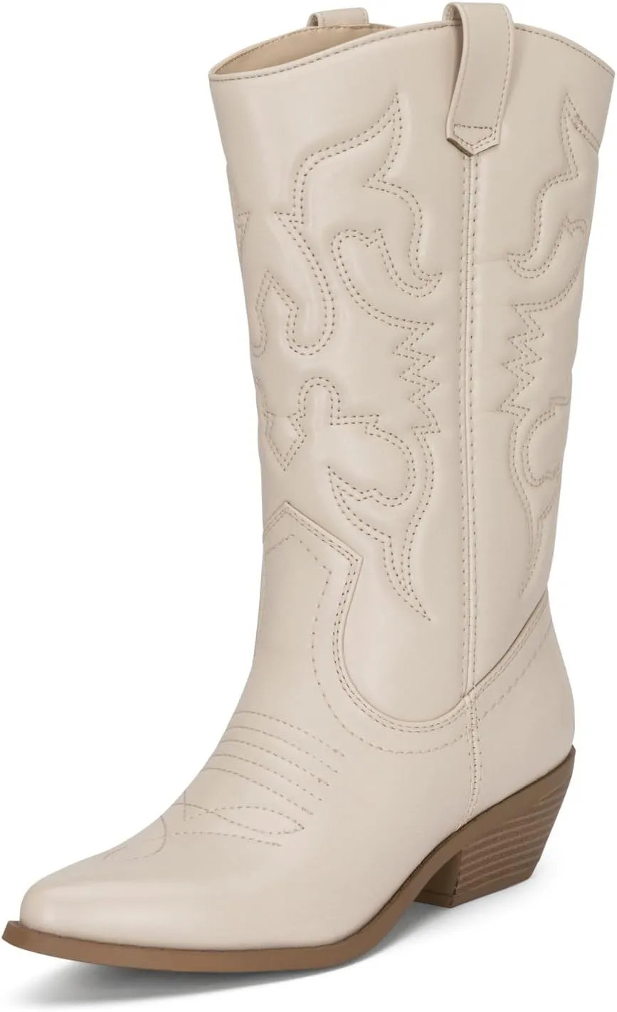 Chariot & Co Ring Women’s Western Cowgirl Boots – Mid-Calf Style with 2” Heel in Multiple Colors