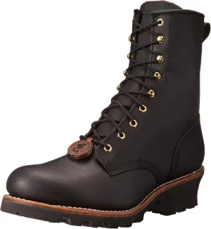Chippewa Men's Baldor 8" Steel Toe Logger Boots - Slip Resistant, Durable Leather, Heavy Duty Work Boots for Men