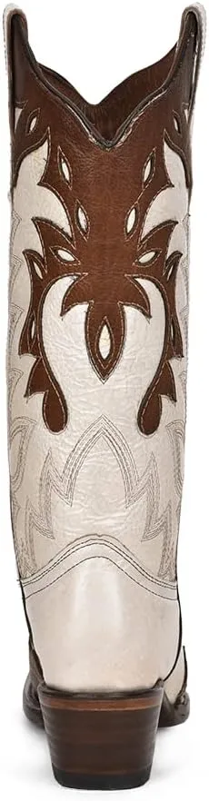 Circle G by Corral Pearl White/Cognac Overlay Women's Snip Toe Western Boots L6032