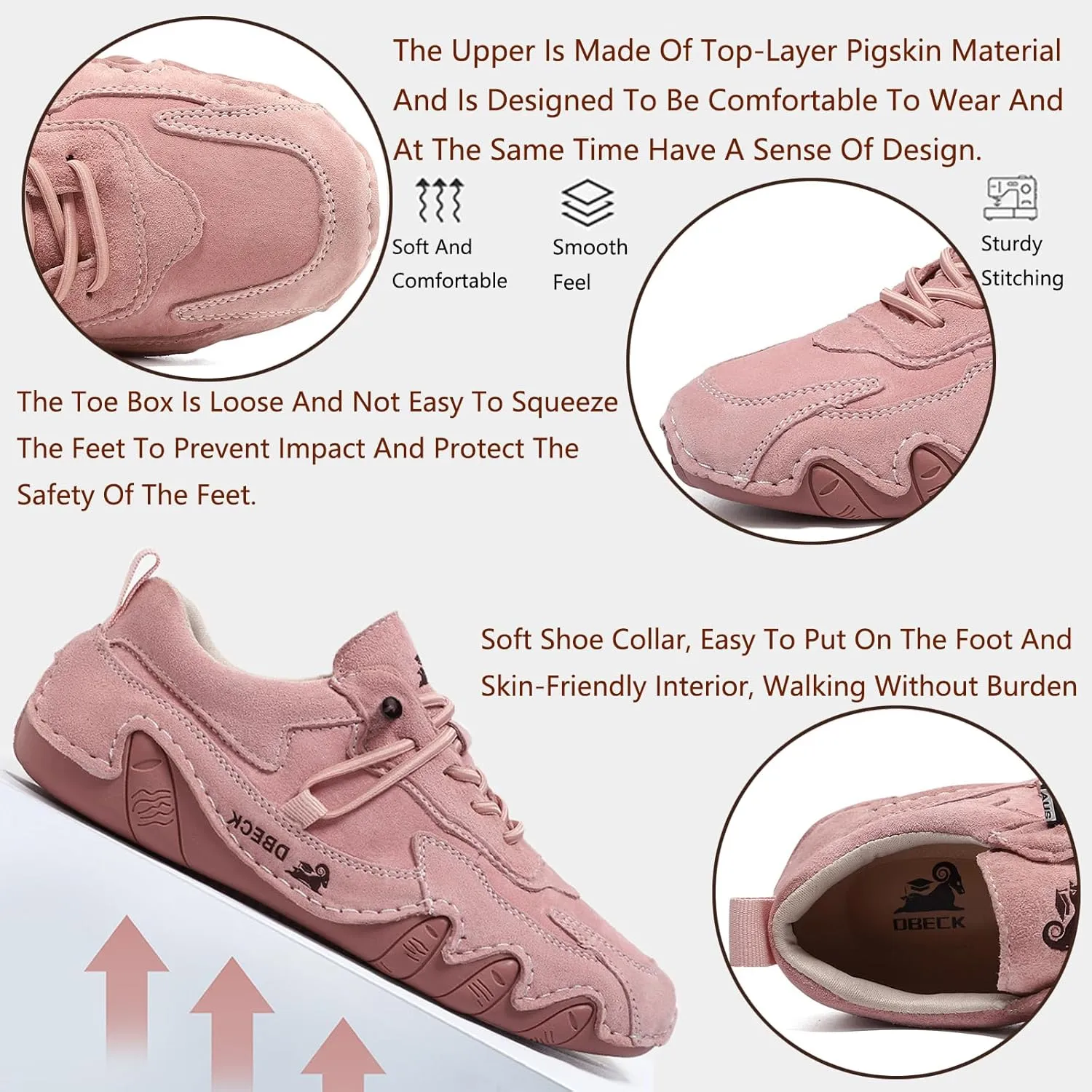 Classic Italian Handmade Suede Anti-Slip Sneakers with Elastic Band for Womens Slip-on Outdoor Non Slip Low Top Hiking Sport Walking Casual Beck Shoes