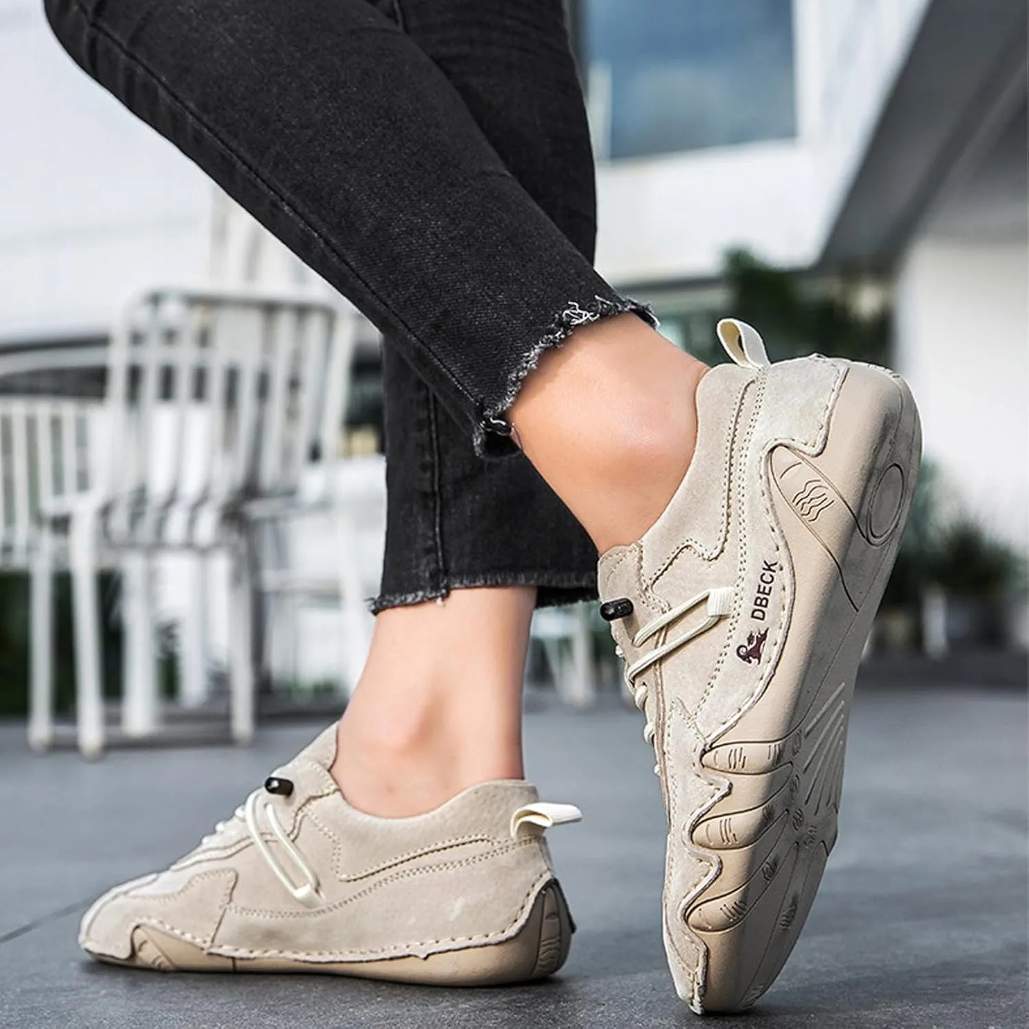Classic Italian Handmade Suede Anti-Slip Sneakers with Elastic Band for Womens Slip-on Outdoor Non Slip Low Top Hiking Sport Walking Casual Beck Shoes