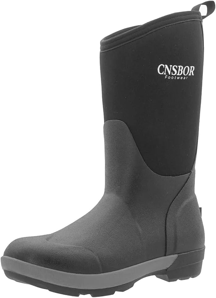 CNSBOR Women's Mid Calf Rain Boots Waterproof Easy on Rubber Outdoor Mud Working Garden Shoes for Lady,Size 6-11