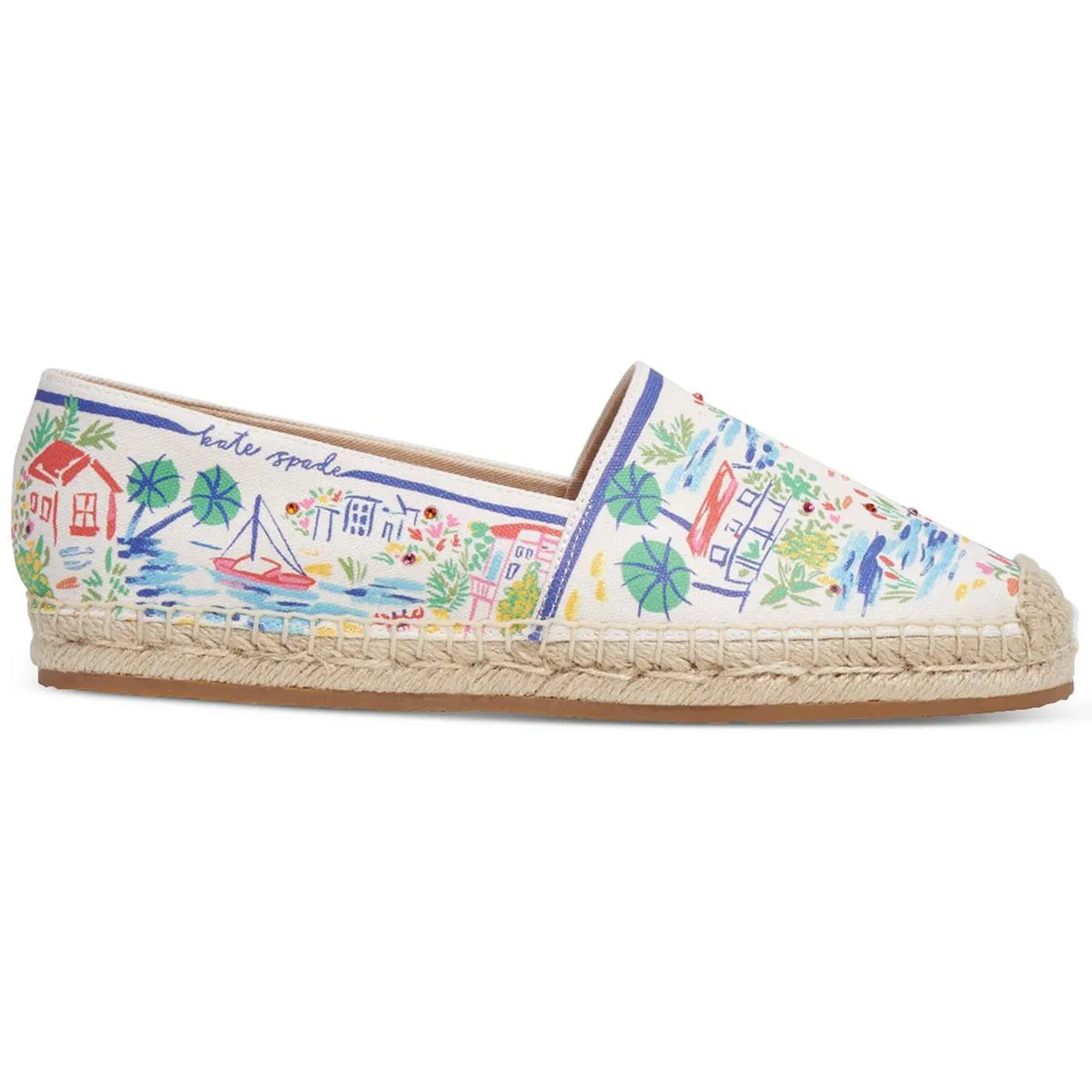 Coastal Vacation Womens Padded Insole Canvas Espadrilles