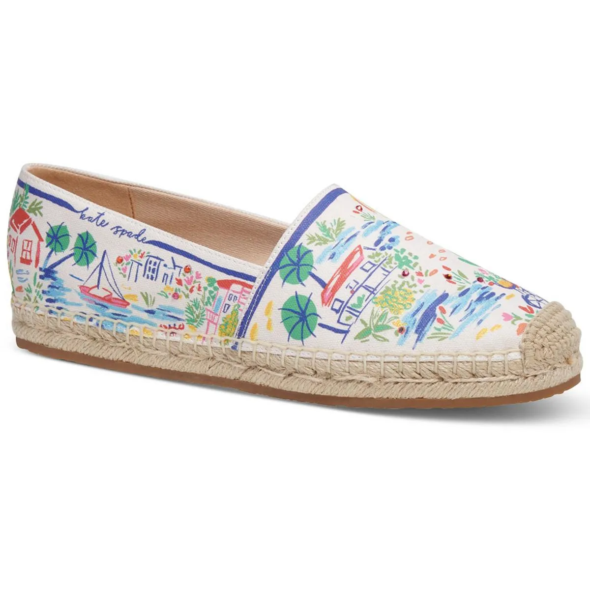 Coastal Vacation Womens Padded Insole Canvas Espadrilles