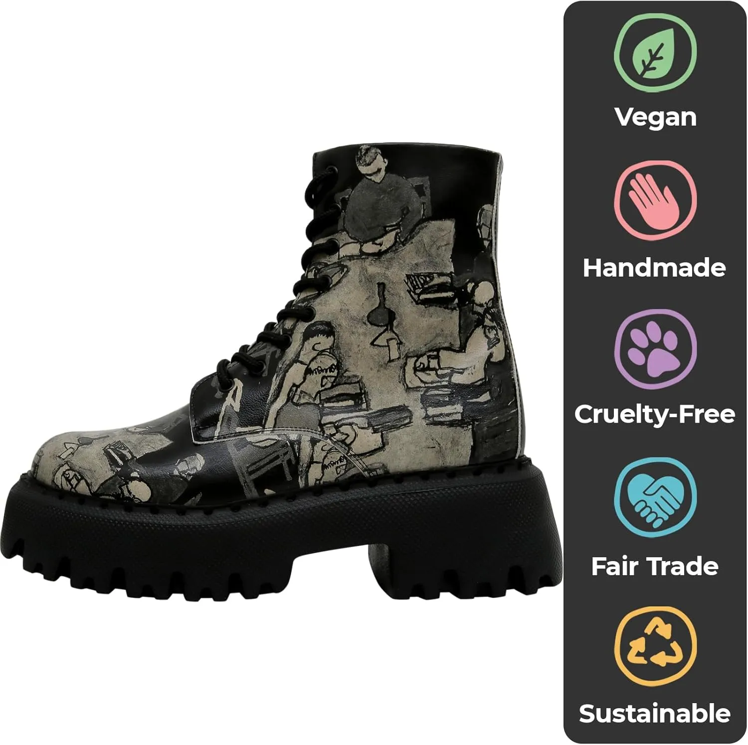 Combat Boots for Women - Vegan Leather and Handmade Platform Boots For Women