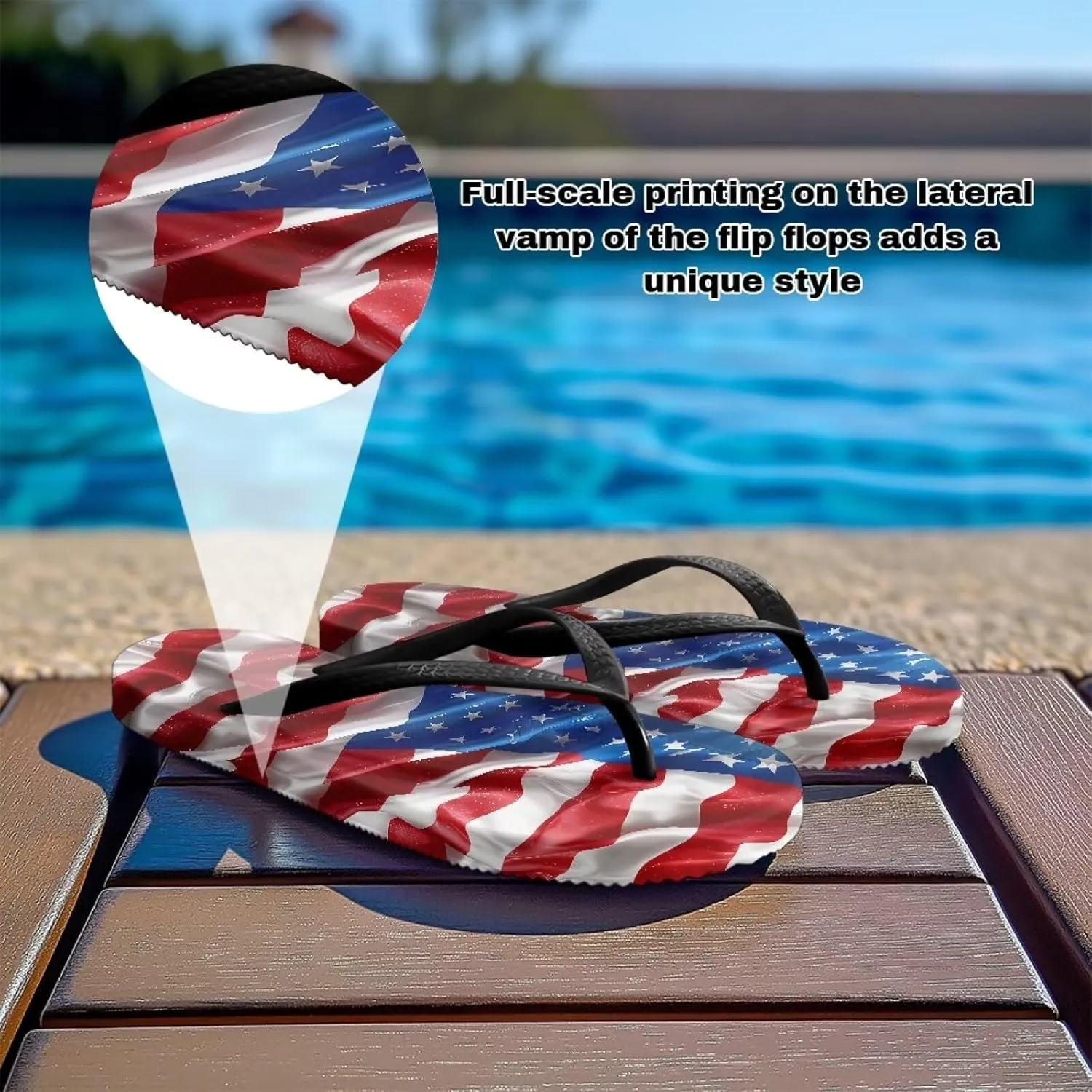 Comfort Flip Flops for Women Beach Sandals Summer Slippers with American Flag Print