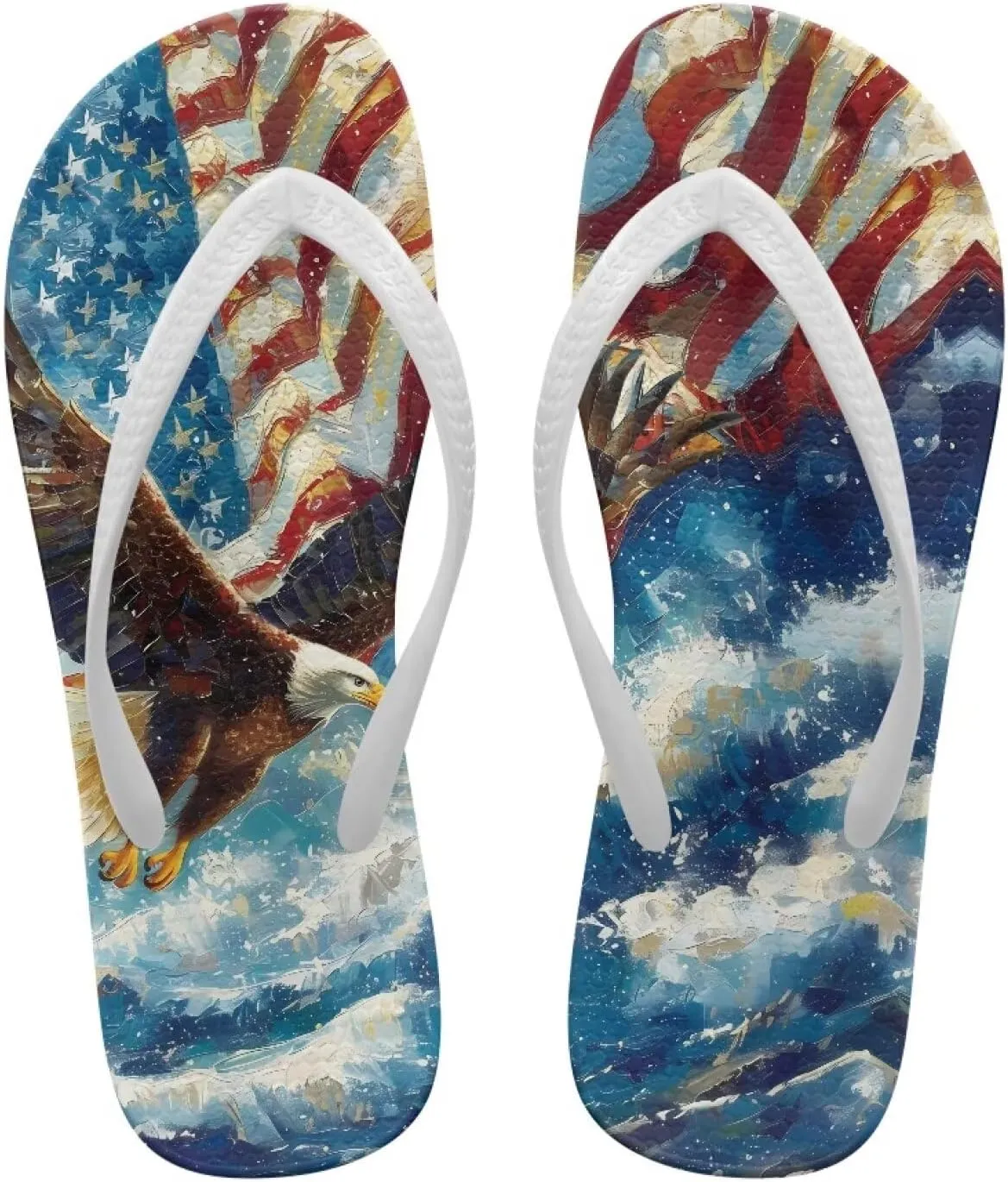 Comfort Flip Flops for Women Beach Sandals Summer Slippers with American Flag Print