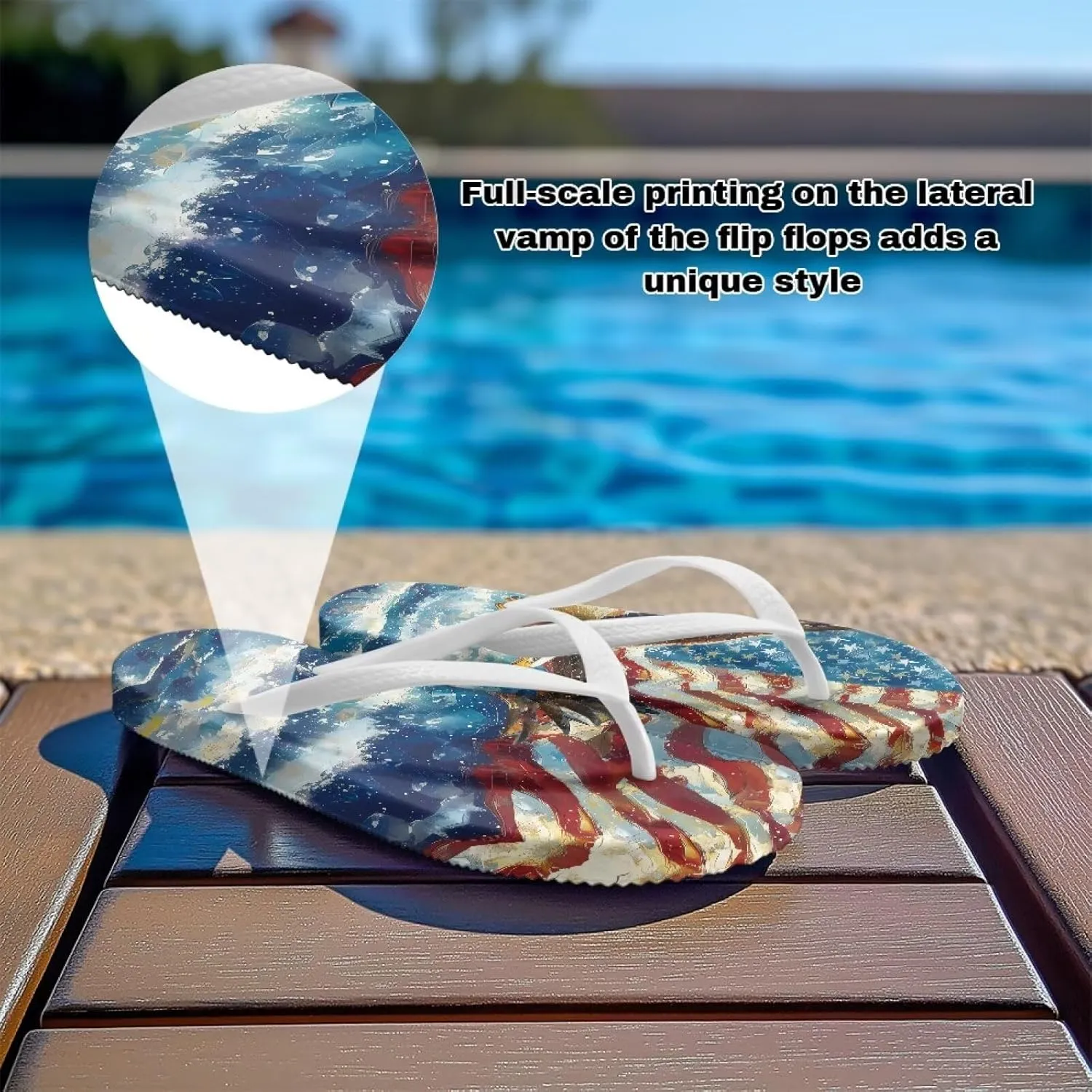 Comfort Flip Flops for Women Beach Sandals Summer Slippers with American Flag Print