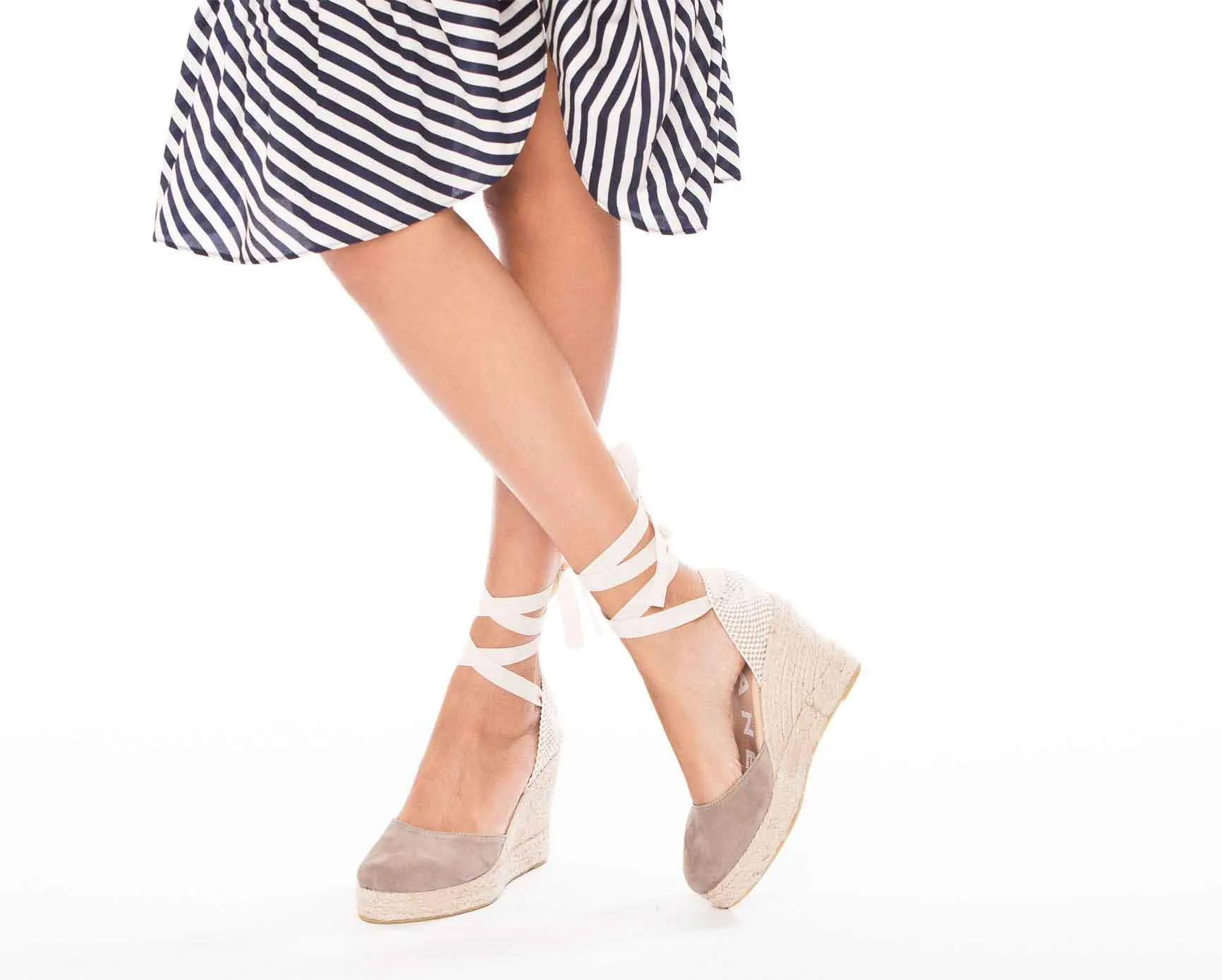 Compatible Sandals - - Taupe Cross-border shipping Hamptons Vintage Wedge