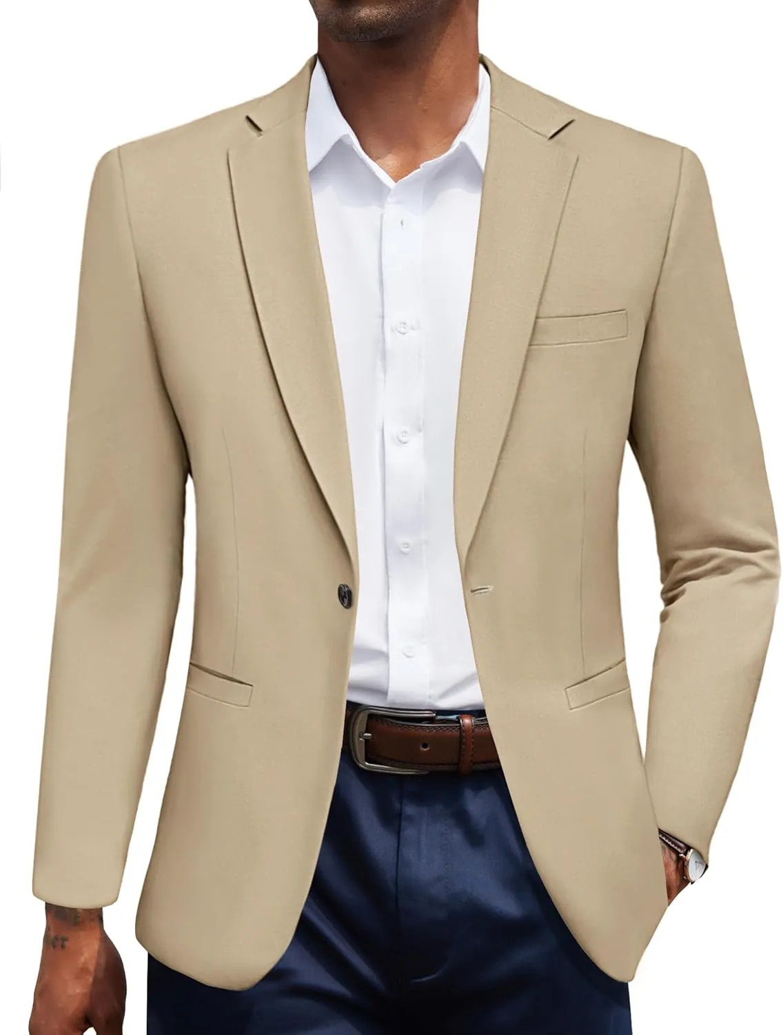 COOFANDY Men's Casual Blazer Jacket One Button Suit Jackets Lightweight Knit Sport Coat