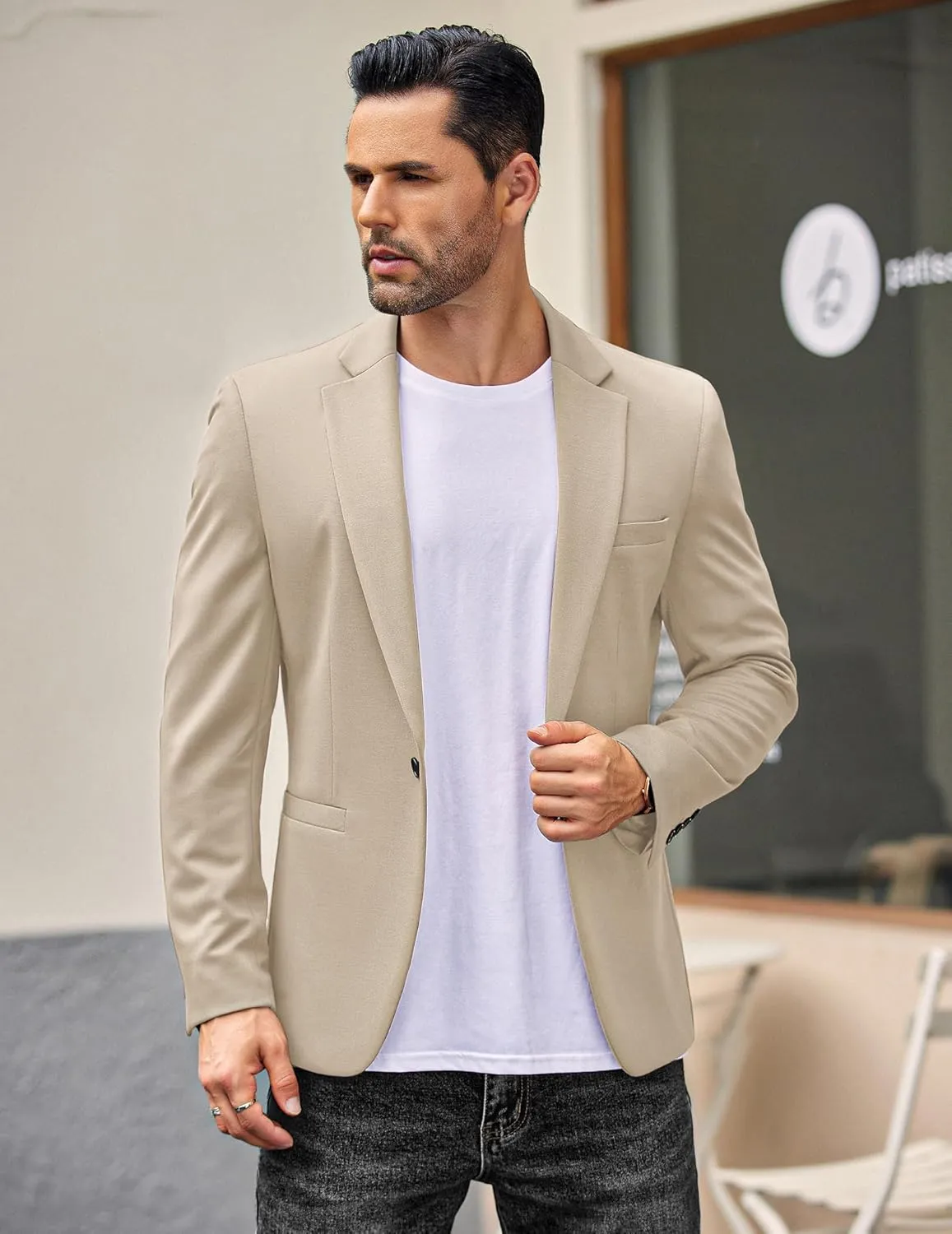 COOFANDY Men's Casual Blazer Jacket One Button Suit Jackets Lightweight Knit Sport Coat