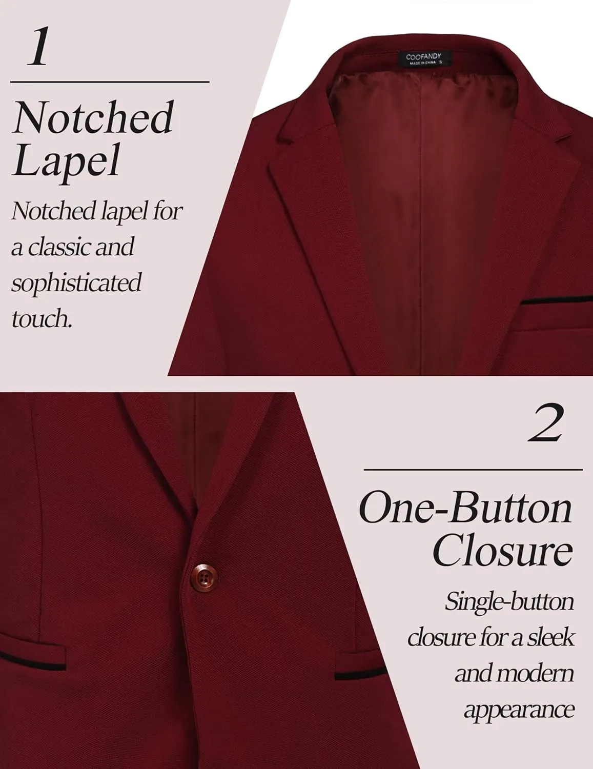 COOFANDY Men's Casual Blazer Jacket Slim Fit Sports Coat Business Suit Jackets One Button