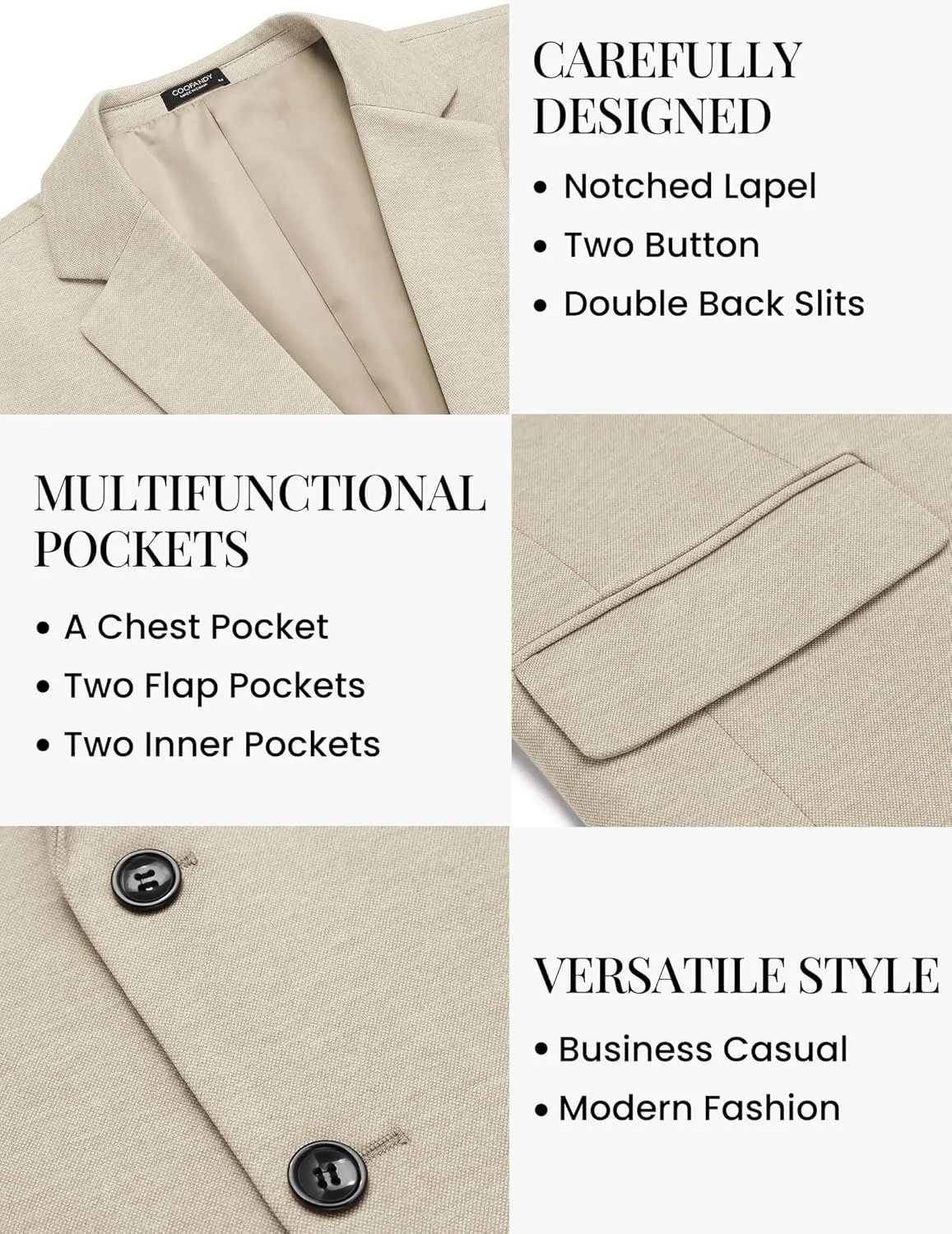 COOFANDY Mens Casual Blazer Knit Sport Coat Lightweight Two Button Suit Jacket