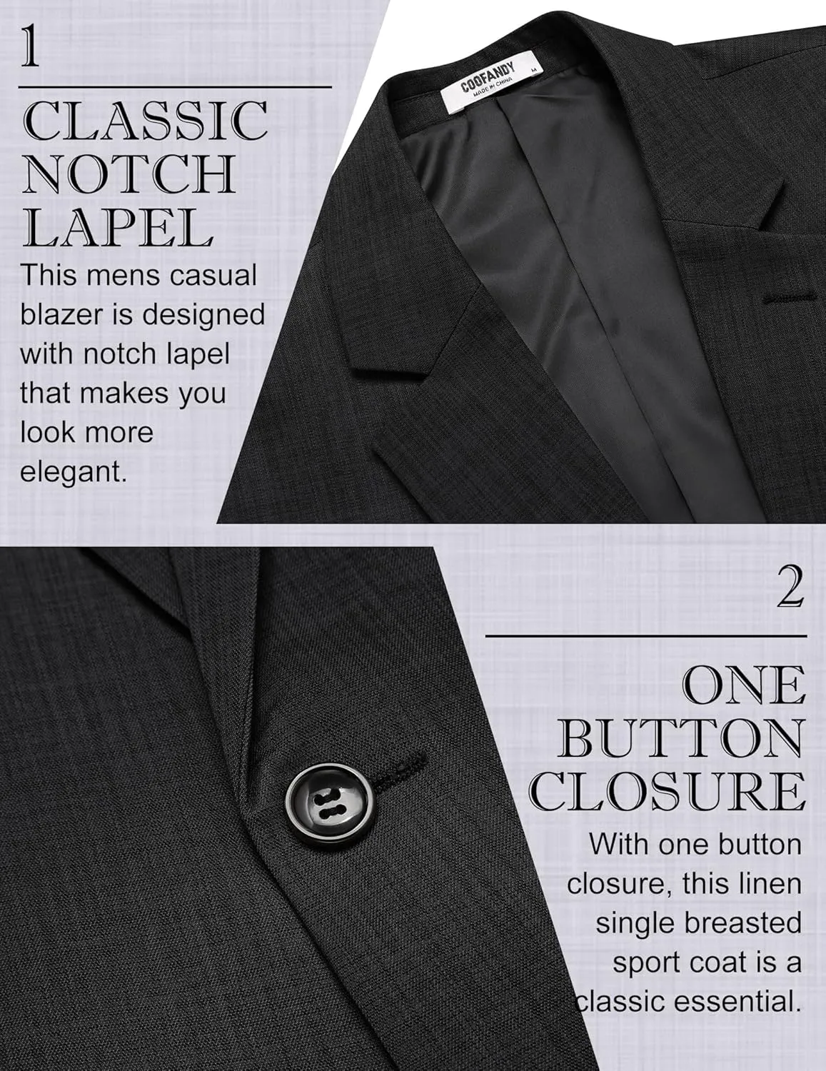 COOFANDY Men's Casual Blazer Sport Coats Dress One Button Lightweight Summer Suit Jacket Business Blazer Jacket