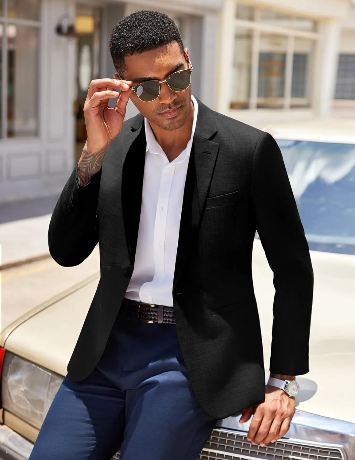 COOFANDY Men's Casual Blazer Sport Coats Dress One Button Lightweight Summer Suit Jacket Business Blazer Jacket