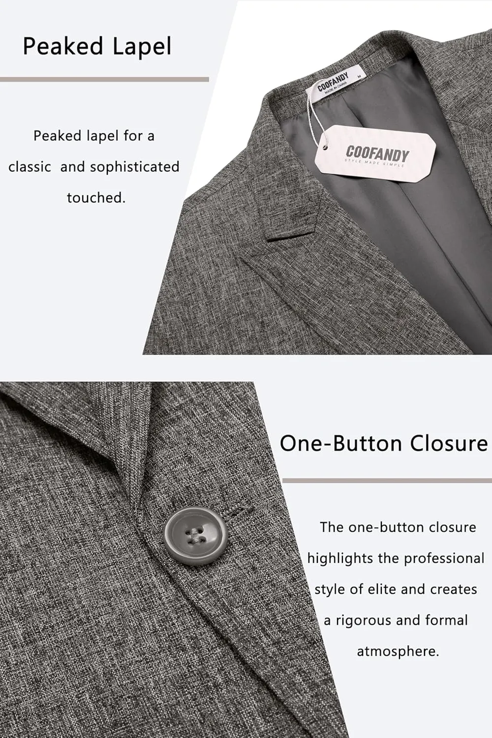 COOFANDY Men's Casual Blazer Suit Jackets Slim Fit One Button Sports Coat with Pockets