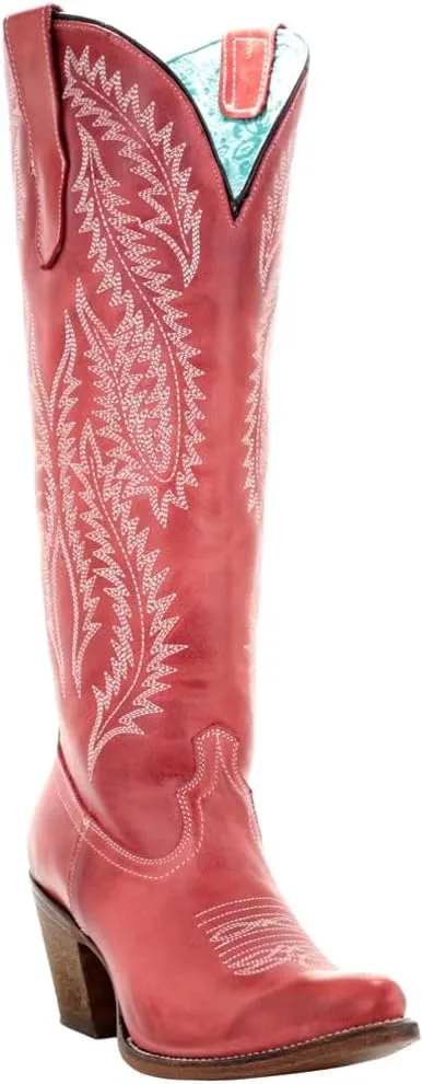 Corral Boots Women's Embroidery Tall Top Snip Toe Western Cowgirl Style Leather Boots
