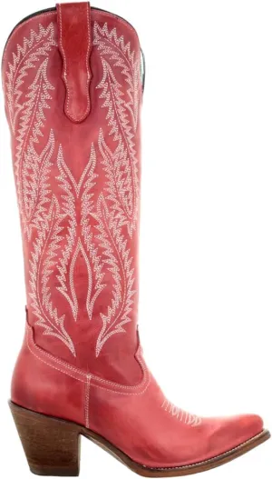 Corral Boots Women's Embroidery Tall Top Snip Toe Western Cowgirl Style Leather Boots