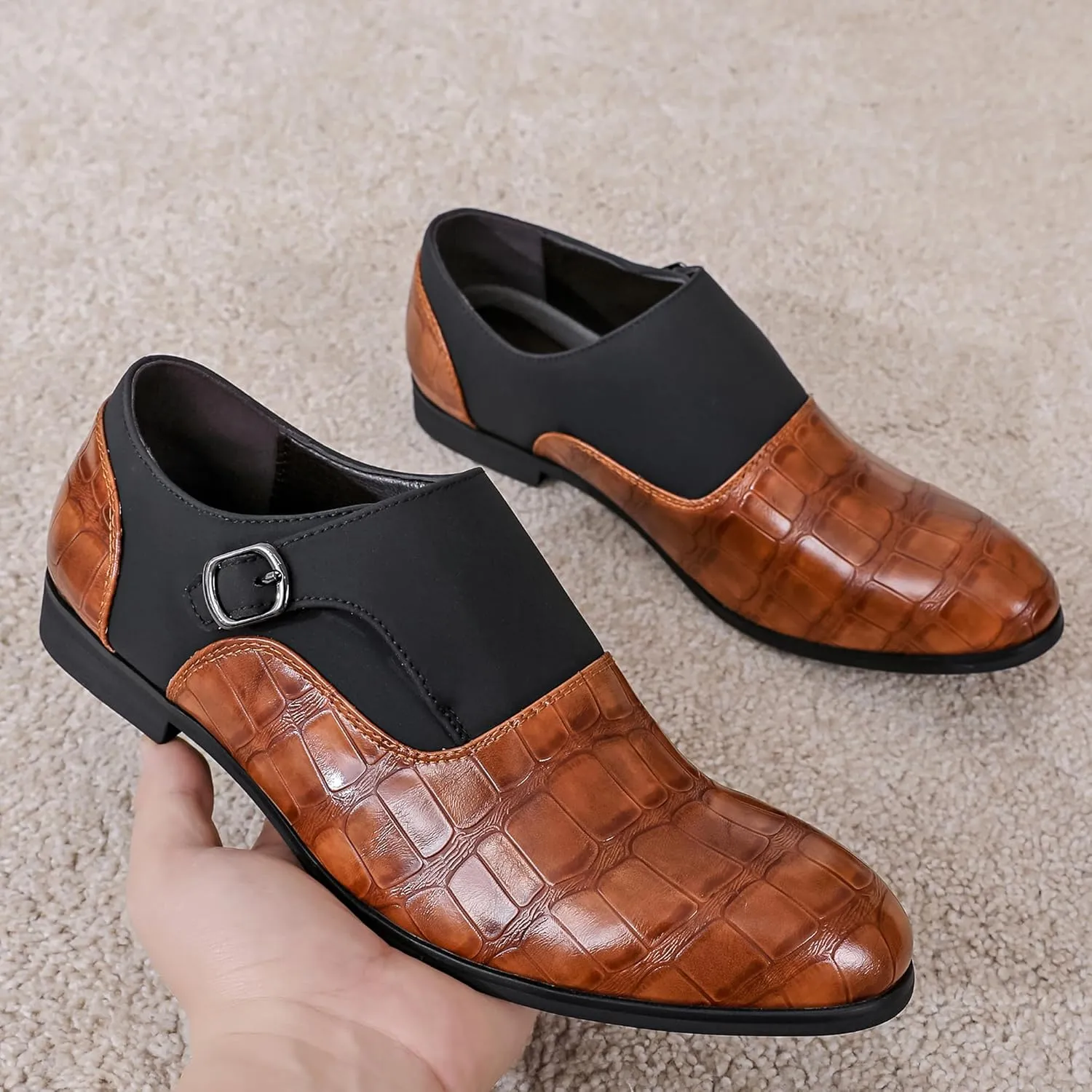 COSIDRAM Men's Dress Shoes Oxfords Slip on Classic Modern Formal Leather Shoes Casual Loafers