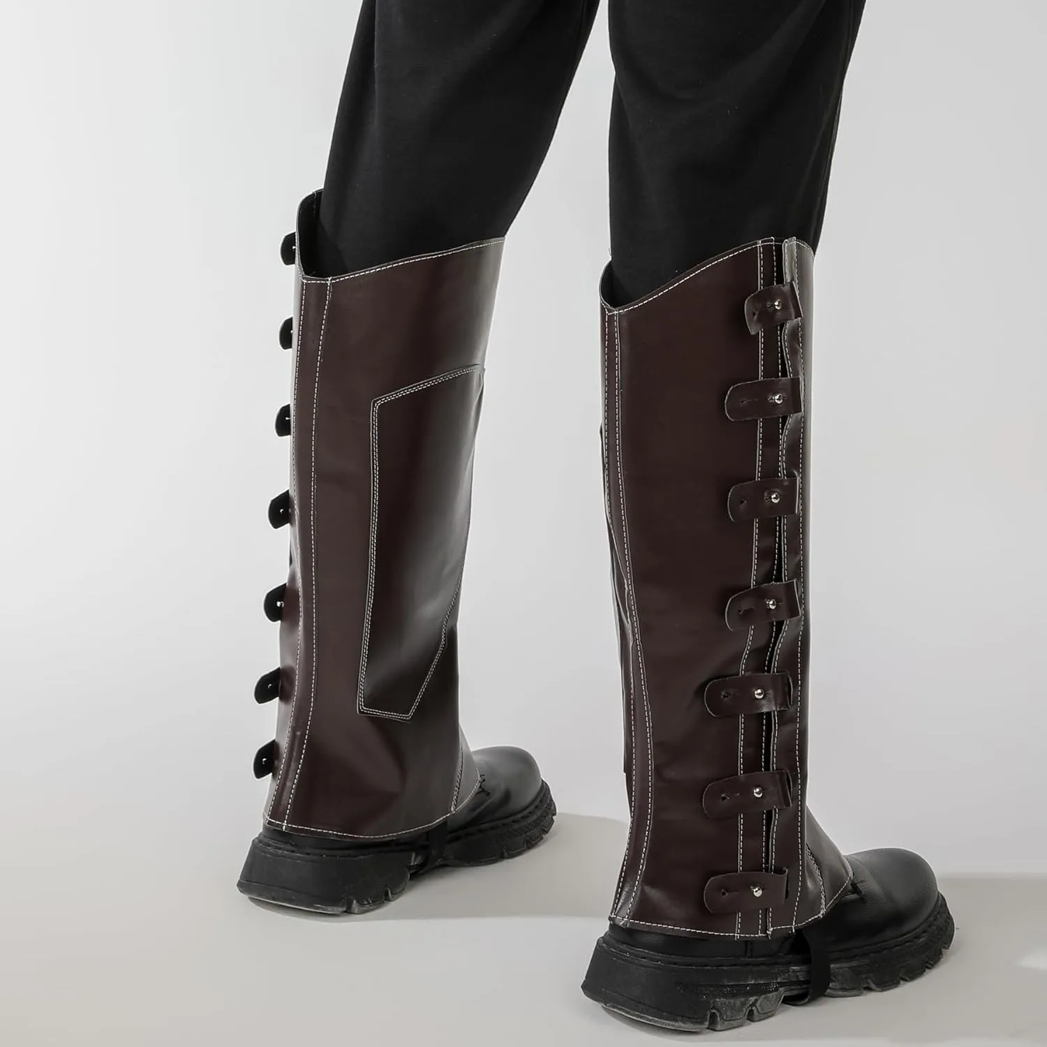 Costume Boot Covers Men Women Pirate Boots Medieval Renaissance Steampunk Boots Tops with Studs for Halloween Cosplay Costume