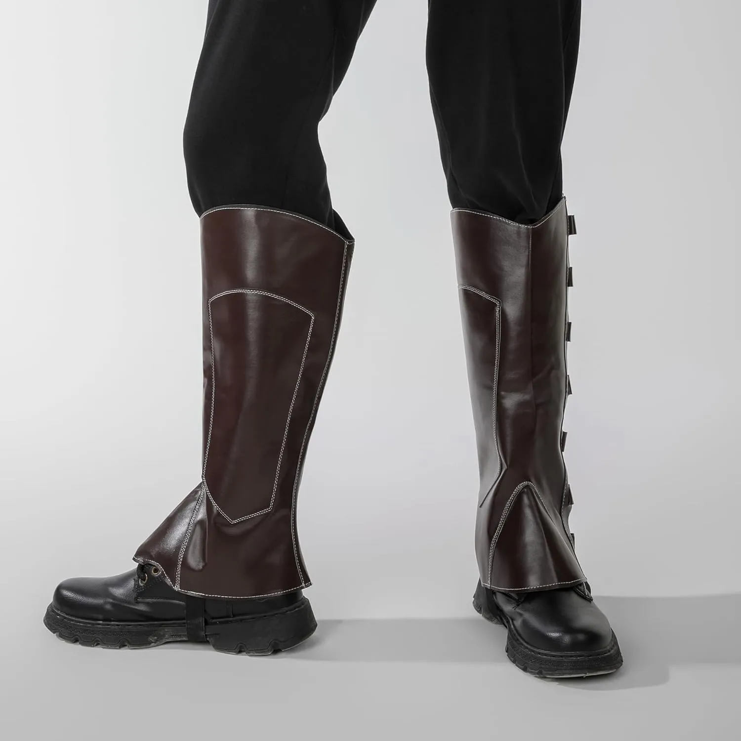 Costume Boot Covers Men Women Pirate Boots Medieval Renaissance Steampunk Boots Tops with Studs for Halloween Cosplay Costume