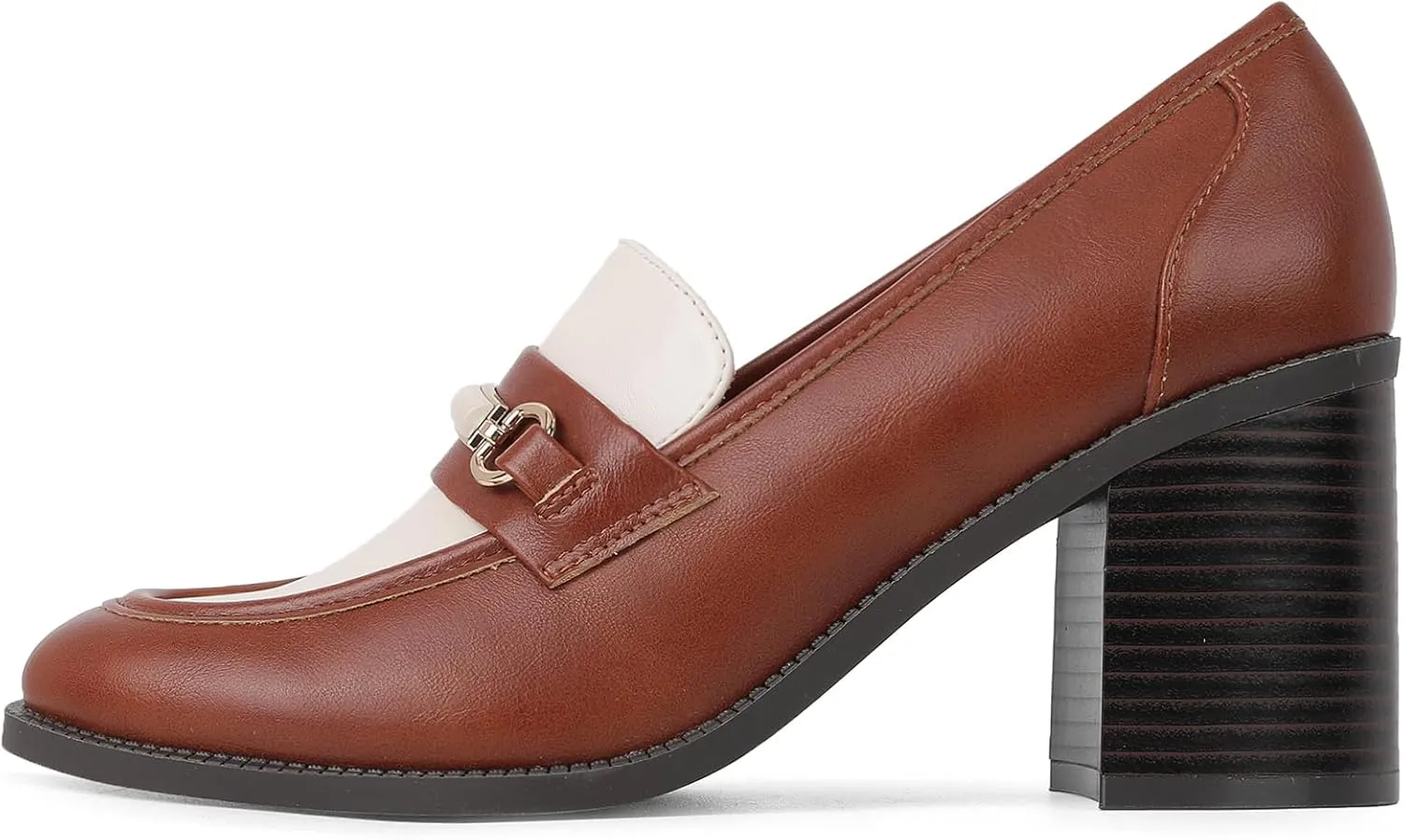 CosyFever Women's Loafer Pumps 3 Inch Block Chunky Heel Slip On Trendy Office Work Business Shoes for Dressy Casual Formal