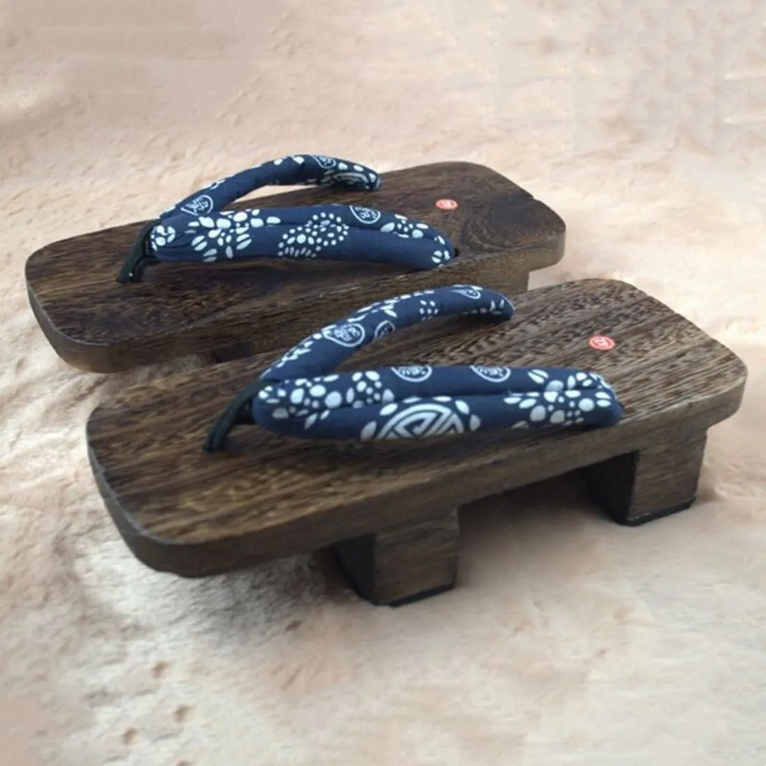 Couple Print Japanese Wooden Summer Slippers Shoes Wooden Sandals Men Flip Flops Stage Performance