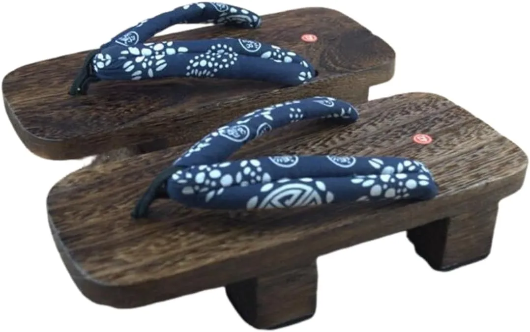 Couple Print Japanese Wooden Summer Slippers Shoes Wooden Sandals Men Flip Flops Stage Performance