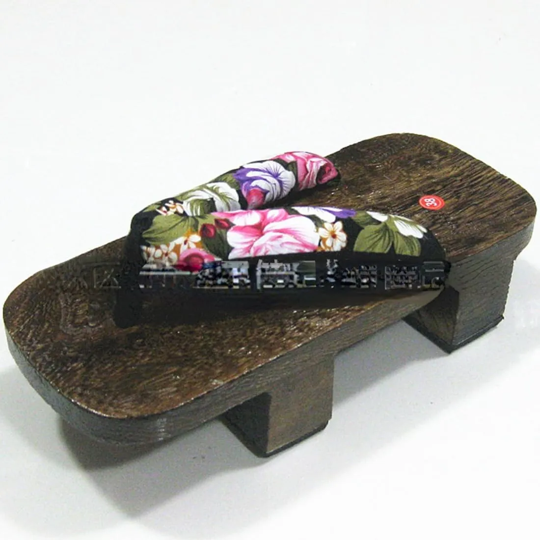 Couple Print Japanese Wooden Summer Slippers Shoes Wooden Sandals Men Flip Flops Stage Performance