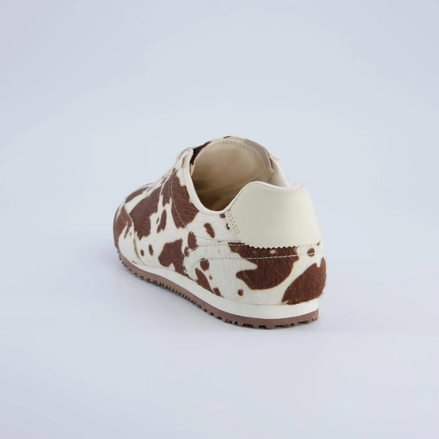 CUSHIONAIRE Techno Women’s Vegan Cow Print Calf-Hair Lace-Up Sneakers with Memory Foam Comfort