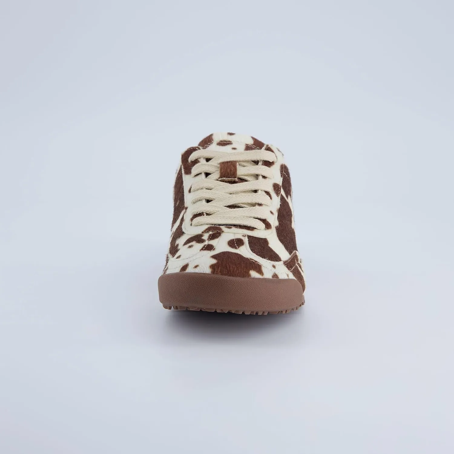 CUSHIONAIRE Techno Women’s Vegan Cow Print Calf-Hair Lace-Up Sneakers with Memory Foam Comfort