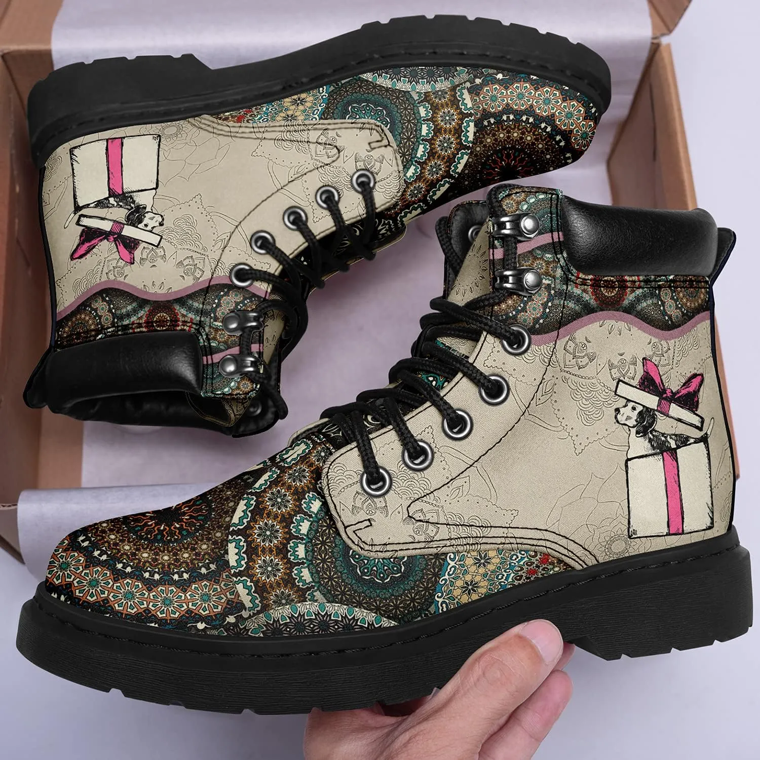 Custom Flower Mandala Animal Print Boots for Women Fashion Boots Winter Boots for Girl Lady
