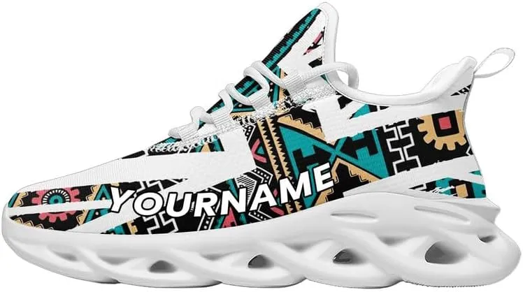 Custom Tribal Print Trainers - Breathable Lightweight Shoes for Men and Women - Personalised Walking and Running Sneakers