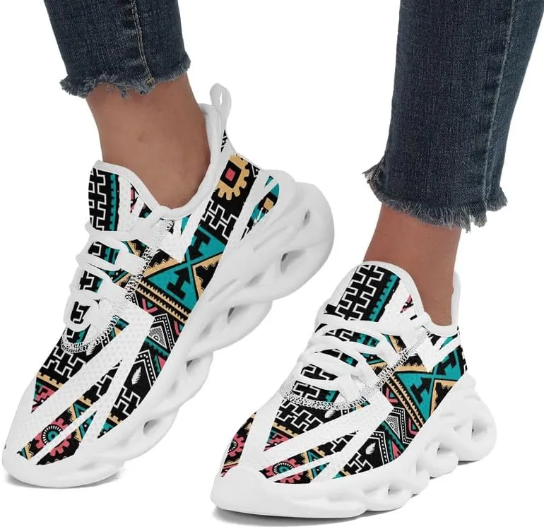 Custom Tribal Print Trainers - Breathable Lightweight Shoes for Men and Women - Personalised Walking and Running Sneakers